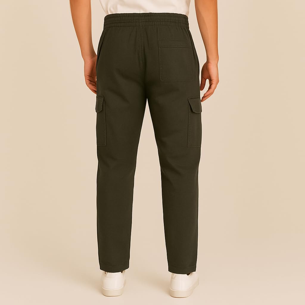 Calça Cargo Tática Sarja Larga Masculina Bolsos Laterais Skatista