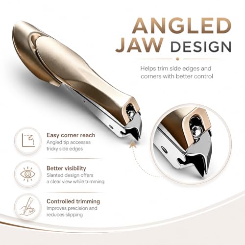 Image of Slant Edge Nail Clippers for Men Women, Precision Stainless Steel Nail Cutter for Ingrown and Thick Nails, Professional Toenail Clipper with Ergonomic Handle