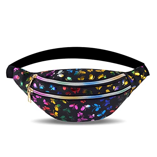 Kinder Bauchtasche Mit Schmetterlingsdruck Mode Wasserdicht Gürteltasche Blume Tailletasche Verstellbarer Gurt Hüfttasche für Reise Wandern Outdoor Festival Geschenke Cover