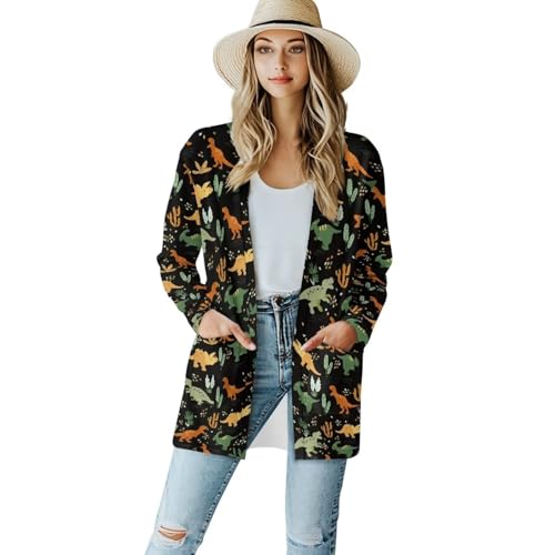 Image of Biyejit Women's Long Sleeve Open Front Cardigan Casual Loose Lightweight Cardigans with Pockets Drape Cardigan