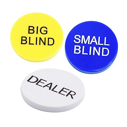 VOSAREA 3Pcs Professional Poker Dealer Button Blind Bets Plastic Counting Chips for Poker Games Game and Boys and Girls Activities