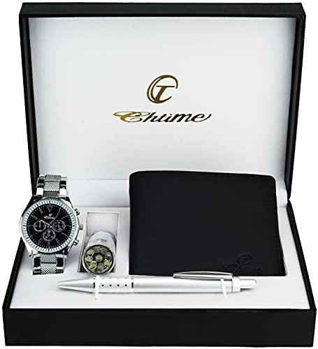 Set de regalo para hombre reloj negro – lámpara LED – cartera – Pen