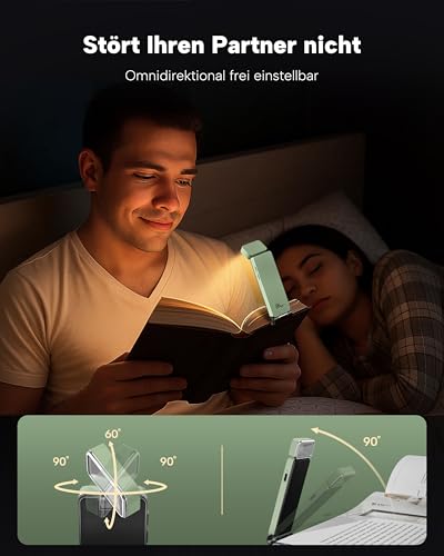 86lux Leselampe Buch Klemme，Wiederaufladbare Buchlampe zum Lesen im Bett – Ansicht 4