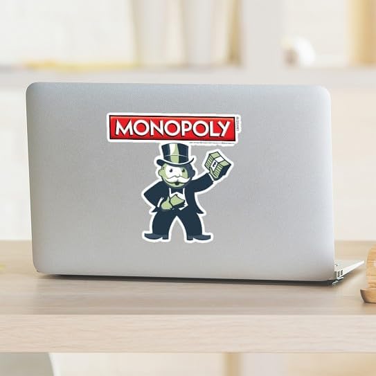 CafePress Mr. Monopoly Cash Stacks Medium Die Cut Sticker, 5.75" x 5.75" Matte Finish