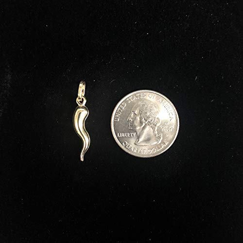 Ioka - 14K Yellow Gold Cornicello Italian Horn Charm Small Size Good Luck Pendant For Necklace or Chain3