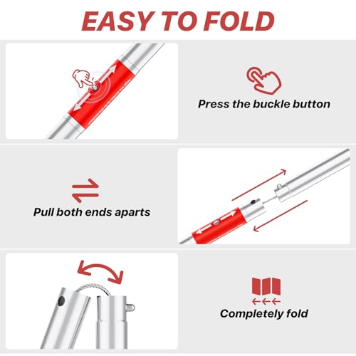 Image of 50 inch Collapsible Snake Grabber Tongs, Stainless Steel Snake Catcher Tool | Wide Jaws & Non-Slip Handle - Humane Reptile Handling Tool for Home, Yard & Outdoor Safety