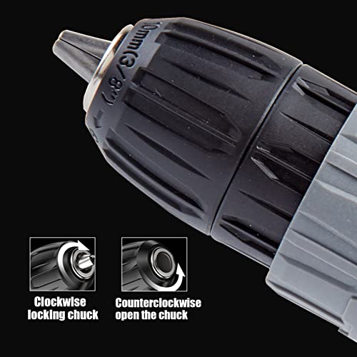 Akku-Bohrschrauber-Set, Akku-Schlagbohrschrauber mit zwei Geschwindigkeiten, 25+1 Drehmomenteinstellungen, LED-Licht, Elektroschrauber mit Aufbewahrungskoffer – Bild 6