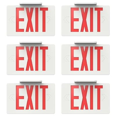 Sunco Lighting 6 Pack LED Exit Sign with Emergency Light, Commercial Grade Double Sided Fire Exit Lights, Backup Battery, Illuminated Emergency Exit, 120-277V, Dual Mounting, UL 94V-0 Fire Resistant