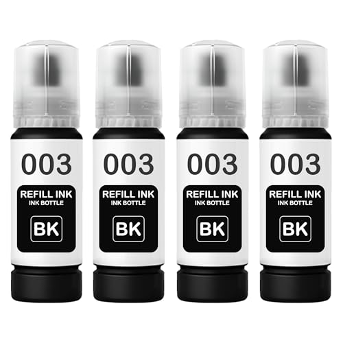 Image of Duplex DTC 003 Ink Compatible for Epson L3250, L3260, L5290, L3210, L3256, L3150, L3215, L3216, L5190, L3200, L3251, L3252, L3110, L3151, L3152, L3156, L3211, L3212 Printer (003 Black Ink 4 Pcs)
