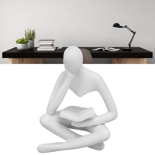 Estatua Decorativa Pensador de Resina Blanca miniatura 5