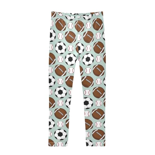 Rugby Football Baseball Pattern Girls Leggings Soft Comfortable Athletic Leggings Dancing Pants for 4-10 Years