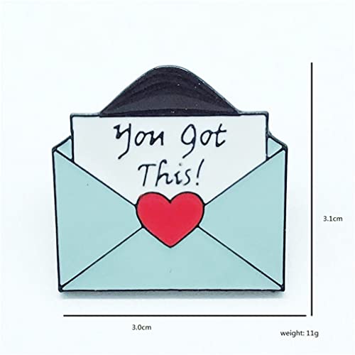 Image of ''YOU GOT THIS!'' Love Envelope Brooch Cute Heart Message Lapel Enamel Pin Badge Set Couple Brooch for Hat Jacket Cotton Shirt Skirt