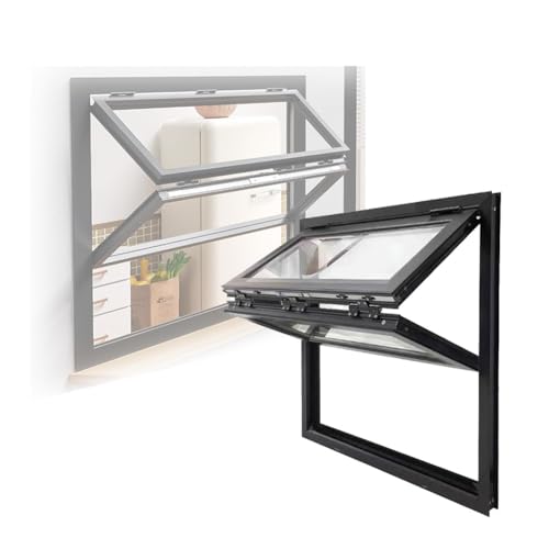 pujindu Ventana corredera de aluminio comercial, ventanas plegables para camiones de alimentos, ventanas verticales para el hogar, balcón, cocina (50 x 110 cm)