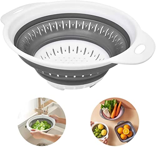 Collapsible Colander Silicone Kitchen Space-Saving Fruit Drain Basket With Handles Gray #TOP5