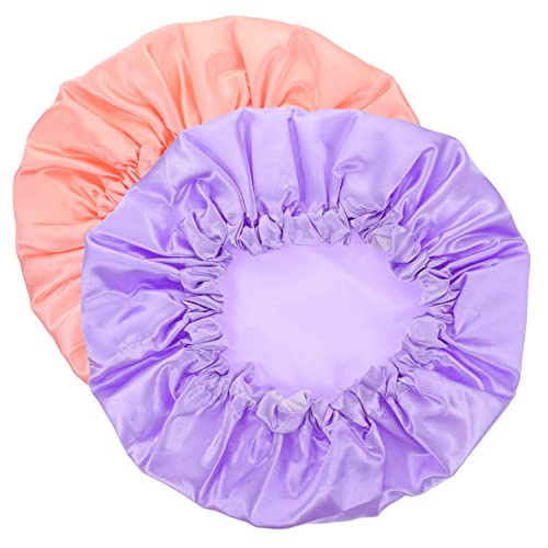 HOUDERCO 2Pcs Breathable Shower Caps for Women Double Satin Bonnets for Sleeping Suitable for Curly Hair Long Hair and Braids Comfortable and Stylish Design Rainbow