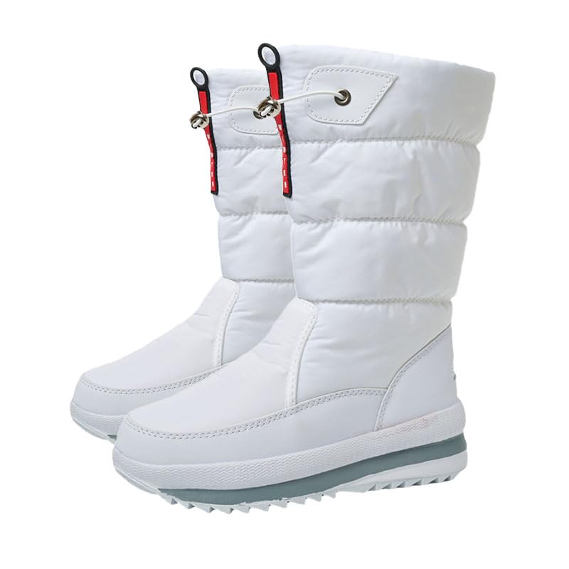 Womens Medium-cut Snow Boots Winter Water-Resistant Fur Lined Frosty Warm Anti-Slip Boot