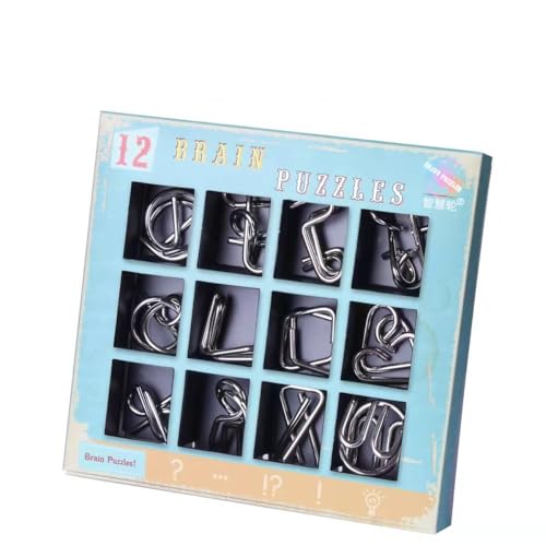 Image of Brain Teasers Metal Wire Puzzle Toys for Kids & Adults | IQ Puzzle Disentanglement Interlock Toys | Party Favors, Prizes & Gifts | Durable Mental Challenge Puzzle Game Set (12 in 1)