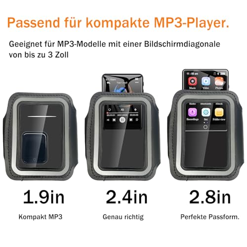 CCHKFEI Verstellbares Sport Armband für MP3-Player, Geeignet für 2,8in, 2,4in, 2in MP3-Player, Kratzfestes Material, Schweißfest und Atmungsaktiv, Perfekt für Ihr Training
