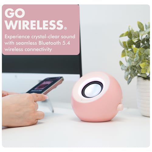 X9 Performance Pink Computer Speakers for Desktop PC with RGB Lighting, Bluetooth, USB, and AUX - Triple Mode Connection, Dual 2.25" Drivers for Work and Play, Bluetooth Desktop Speakers for PC - Pink
