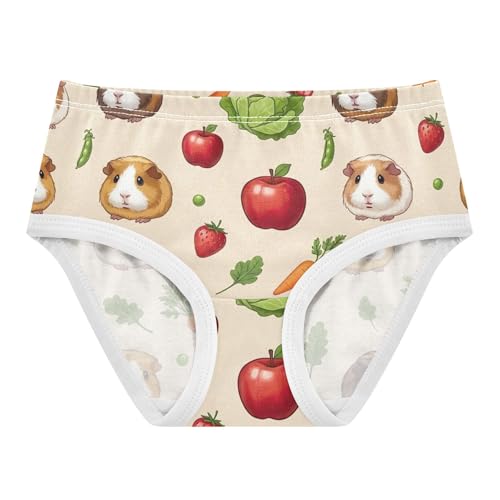 Cute Guinea Pigs Vegetables Beige Cute Panties Girl Toddler Girls Underwear Cotton Pattern Kids Undies Briefs 2t