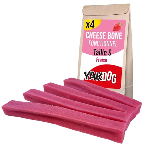 YAKDOG SANTÉ+ - Bâtonnets Fromage Chien S - Fraise Relax - Effet Calmants & Digestifs - Favorise Sommeil - Renforce Os & Dents - Friandise Longue Durée - 100% Naturel - Belgique