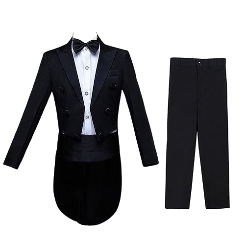 Smoking de mariage garçon 2 pièces coupe ajustée veste et pantalon noirs