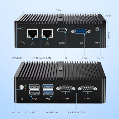 Image of HYSTOU Mini PC Fanless Industrial: 8GB Ram DDR4 256GB SSD Micro Computer Celeron J4125 Dual LAN Mini Desktop PC Windows 10 Pro with Dual Band WiFi Bluetooth