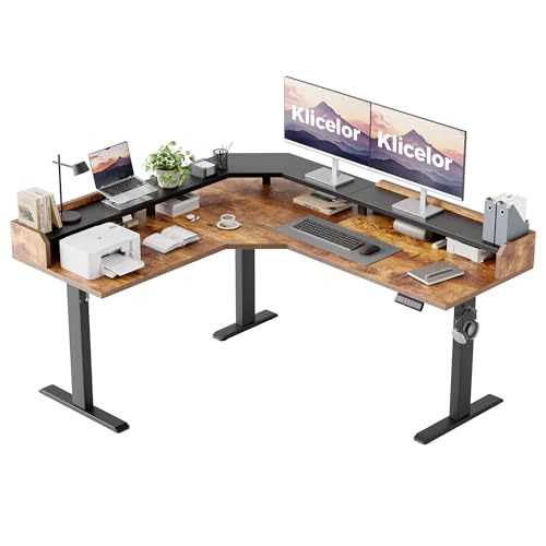 Klicelor L Shaped Standing Desk With Shelf, 63 X 55