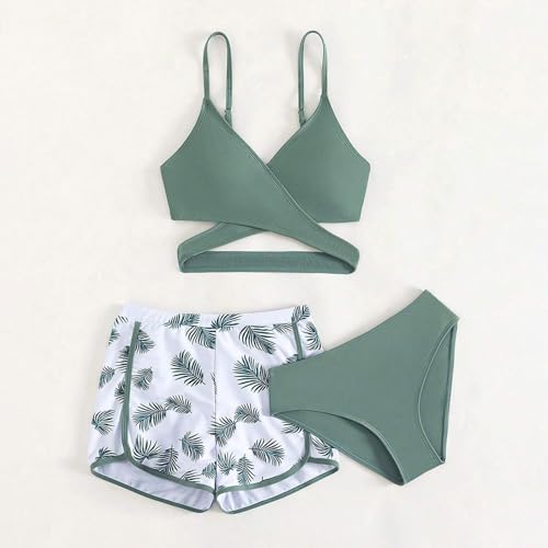 IWIHMIV Girls Swim Suits Girls Bikini Swimming Suit for Girls Swimsuit V Neck Adjustable Straps Bikini Set 3Pcs Bathing3