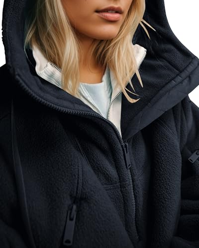 Gacaky Womens Fleece Oversized Pullover Fall Winter Fashion Hoodies Half Zip Long Sleeve Pullover Clothes Outfits3