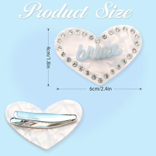 Pinza para cabello novia con brillo y diseño corazón miniatura 3