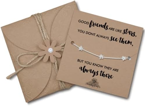 Best Friend Bracelet - Friend Gifts For Women, Good Friends Are Like Stars Gifts, Best Friend Birthday Gifts For Friend Female - Golden Star Bracelet With Birthday Card (Best Friends)