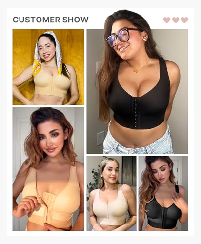 Image of FeelinGirl Mastectomy Bras for Women Compression Post Op Surgery Bra Front Closure Surgical Recovery Everyday Bra
