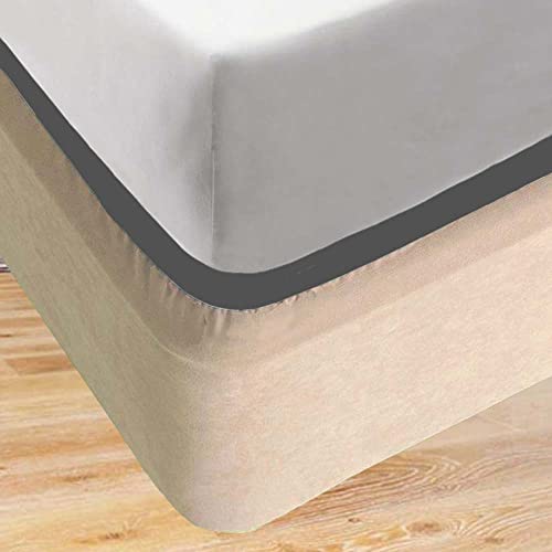 Luxton Ezyfit Bed Wrap Linen Bed Valance, Stain-Resistant Bed Wrap, Durable Faux Suede, Stretch Easy-to-Fit Valance Design (Long Single Size, Linen)