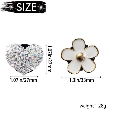 Image of 4PCS Car Air Vent Clips with Fragrance Pads, Cute Flower Air Fresheners | Daisy, Heart-Shaped Vent Clip, Car Interior Decor Charm, Car Decor Accessories, for Women and Girls, Interior Aesthetic