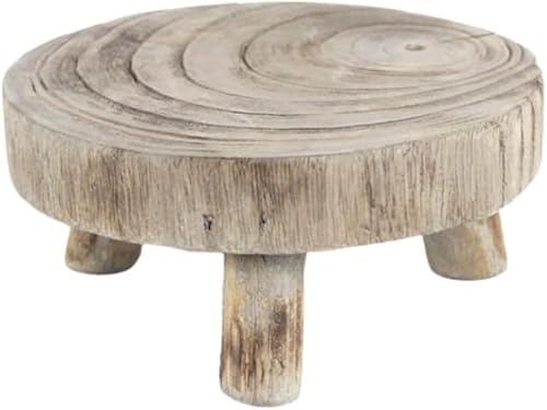 AZIEBAY 木製ラウンドスツール プラントポットスタンド ガーデン・屋内外兼用 植木鉢ディスプレイ 木製ベンチ ホーム・オフィス用|安心してお選びください