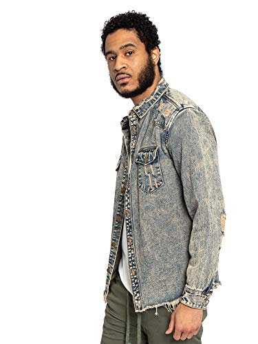 Image of VICTORIOUS Men's Distressed Denim Jacket