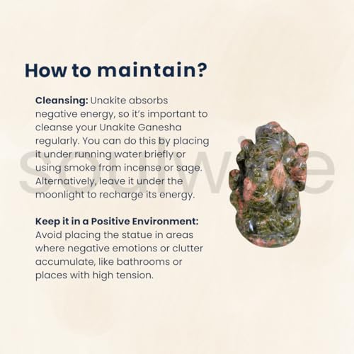 Image of Soulwise Unakite Crystal Ganesha Idol - 2 Inch | Hand-Carved Natural Stone Ganesh Figurine for Emotional Healing, Grounding & Spiritual Balance