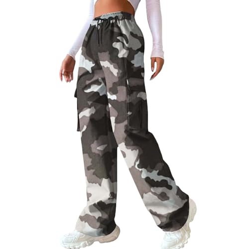 Pantalón Jogging Mujer Estampado Camo Cintura Elástica Bolsillos Largos Deporte Casual, Le Noir, M