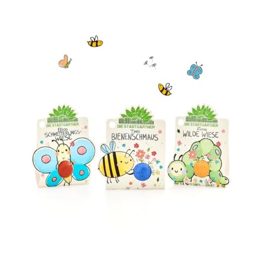 Die Stadtgärtner Blumenmurmel | Ellas Schmetterlingswiese, Finns Wilde Wiese und Timos Bienenschmaus: 3 handgerollte Blumenmurmeln mit Wildblumen-Saatgut | 100% ökologisch & min. 2 J. haltbar