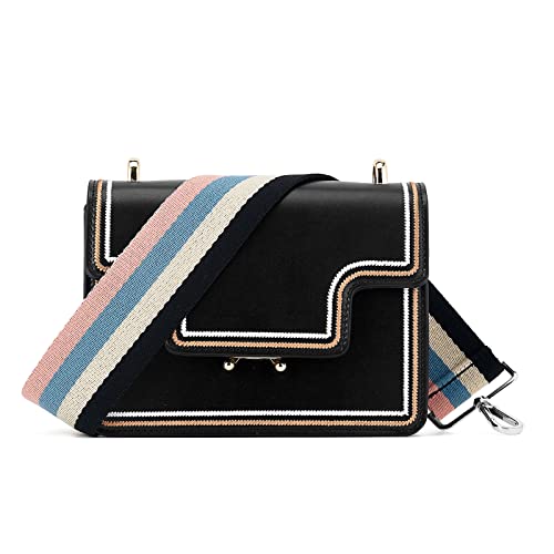 Image of Silvery Buckles Wide Shoulder Strap Adjustable Replacement Belt Crossbody Canvas Bag Handbag