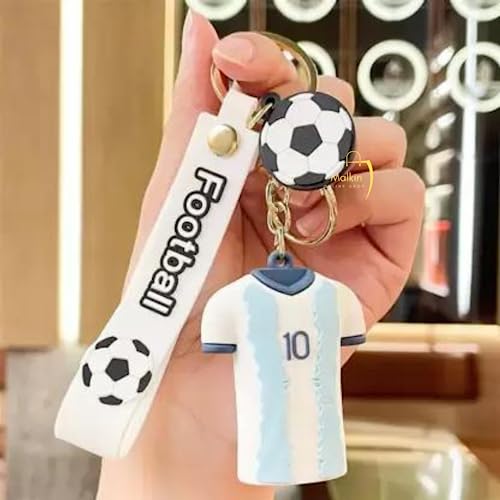MALKIN Polyvinyl Chloride (PVC) PVC Messi Football Keychain | Soccer Keychain | Jersey | Gift Ideas | Multi-Coloured
