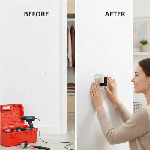 Image of SIGNAMIO 8pcs Self Adhesive Wall Hooks for Hanging Heavy Duty, Damage Free Adhesive Wall Hook for Kitchen Bathroom Bedroom, Made in India Premium Storage Solution Black