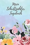 Mein Schrittzähler Tagebuch: Ein Journal um seine täglichen Schritte und die Kilometer festzuhalten / Schritt-Zähler / Für mehr Bewegung und Abnehmen ... 2 Jahre / Cover aquarell hellblau mit Blumen