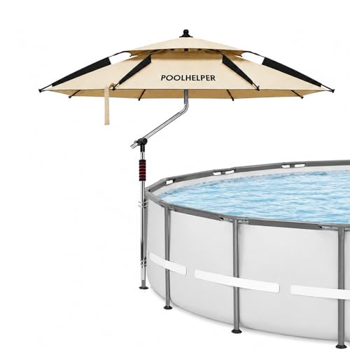 Pool Helper 7 Above Ground Pool Umbrella Heavy-Heavy-Duty Pool Canopy Shade for Oval Rectangular or Round Pools Adjustable In-Pool Umbrella for Sun Shelf Patio & Backyard