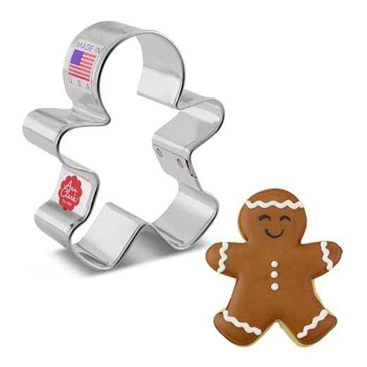 Happy Emporte-pièce en forme de bonhomme en pain d'épices - Ann Clark - 7,3 cm - US Boîte métallique en acier plaqué