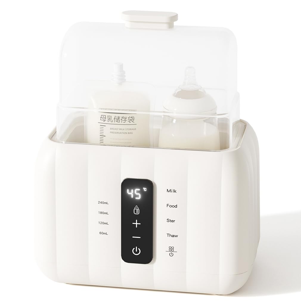 Scaldabiberon Doppio, Scaldabiberon Veloce per Latte Materno con Controllo Intelligente della Temperatura, Temperatura Costante 72H, Riscalda Alimenti per Bambini, Scongelamento, Scaldabiberon Doppio