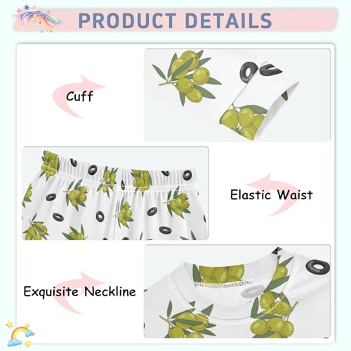 Pajama Sets Long Sleeve Olive Branches Fresh Fruit Soft Comfy Sleepwear 2 Piece PJS 3-8T4