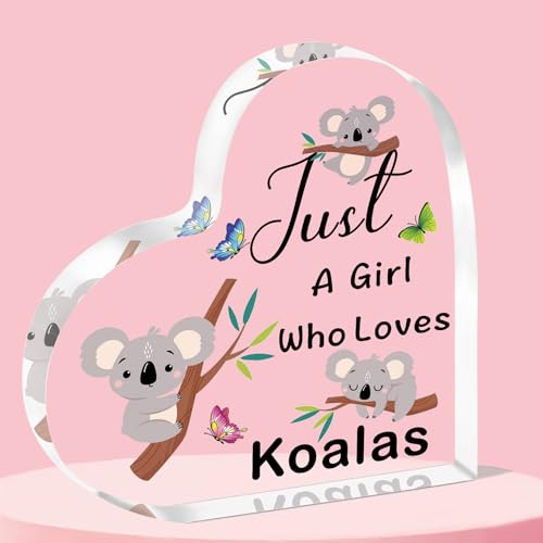 QMVMV Funny Koala Acrylic Plaque Gifts Animal Lover Gift Just A Girl Who Loves Koalas Koala Lover Gift For Women Girls, Who Loves Koalas Acrylic Plaque
