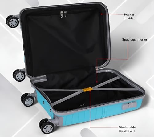 Image of Pro 8 Wheels Set of 2 (Cabin + Medium) Trolley Bags, Hard Case Polypropylene, 360º Wheeling Luggage for Men & Women, Suitcase for Travel, Trolley Bags for Travel (Sky Blue)